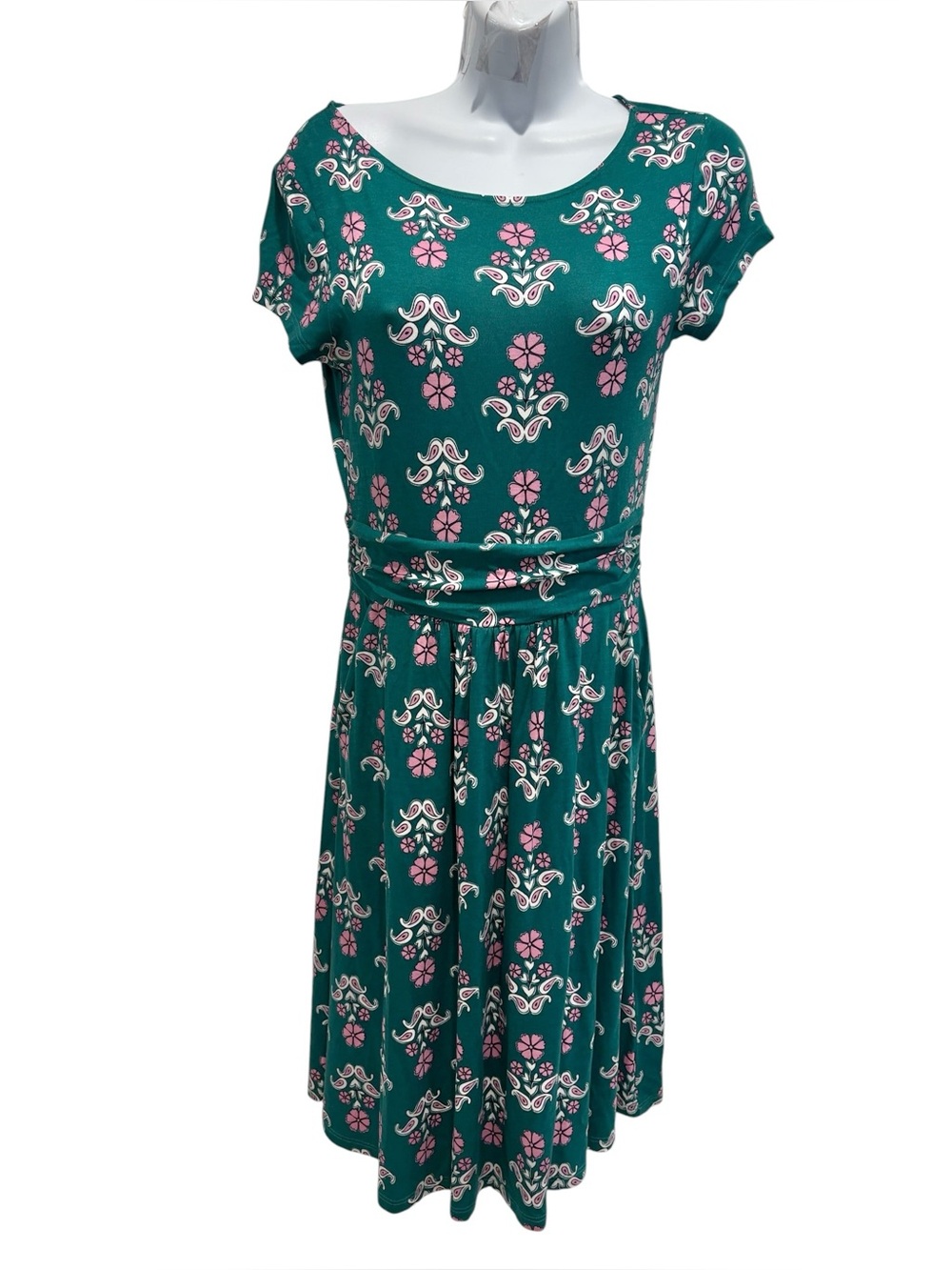 NWT BODEN Amelie Floral Jersey Dress Short Sleeve Green Size 4 - Picture 2 of 14